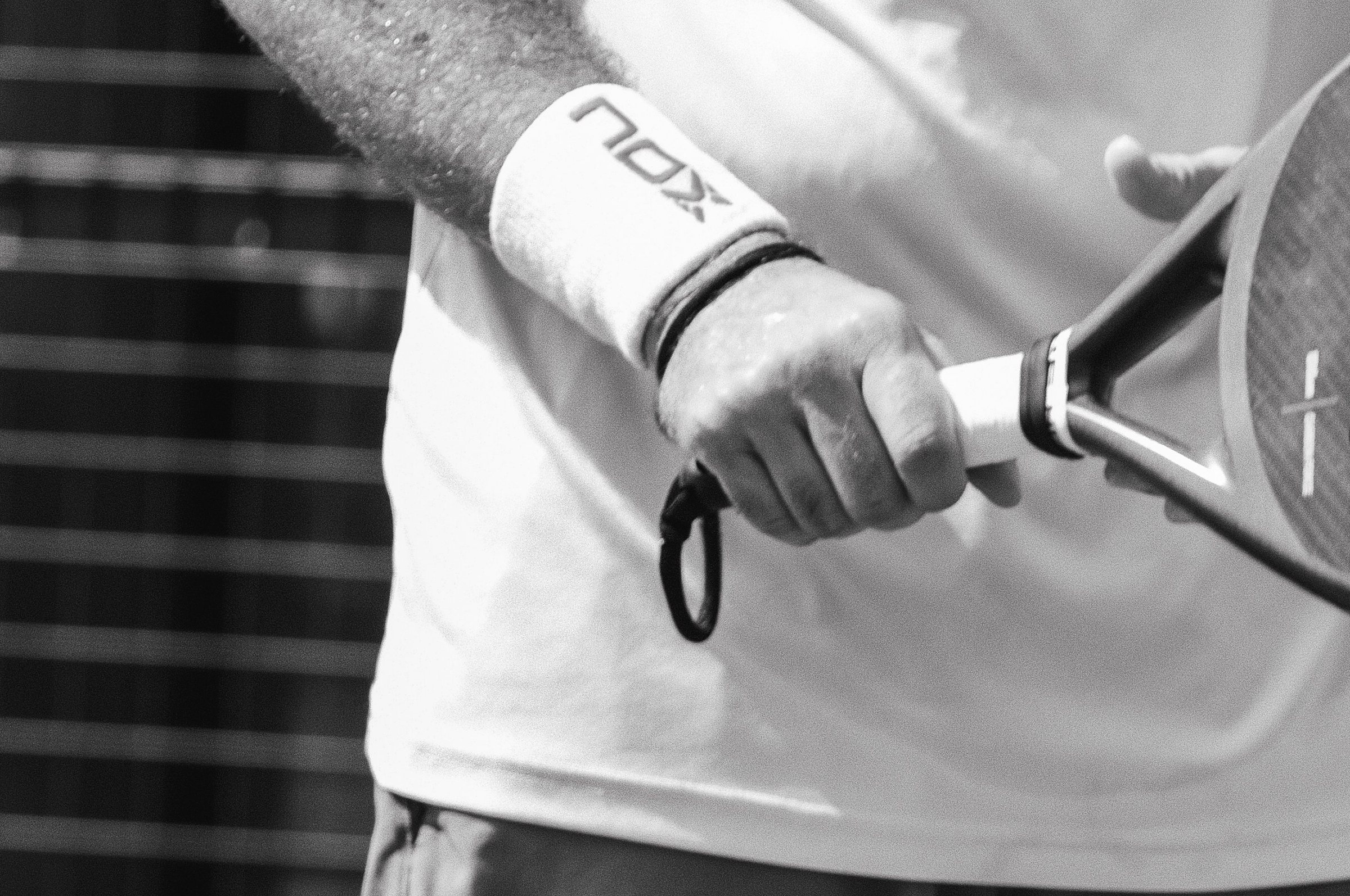 A racket grip, close up